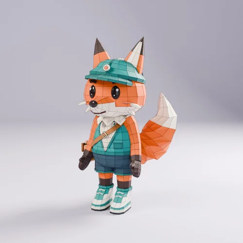 Low poly сетка с петлями на суставах и чистой границей окраса на морде.