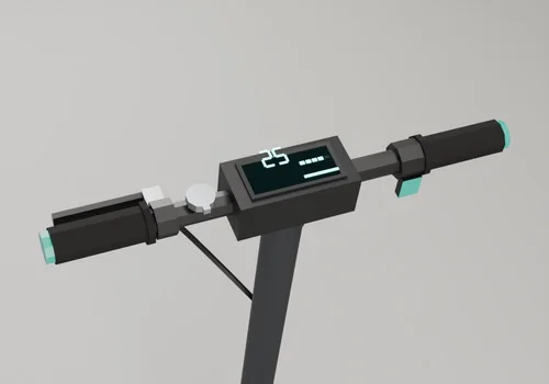 Cockpit: display, throttle, brake lever and bell, the part players look at from a first-person camera.